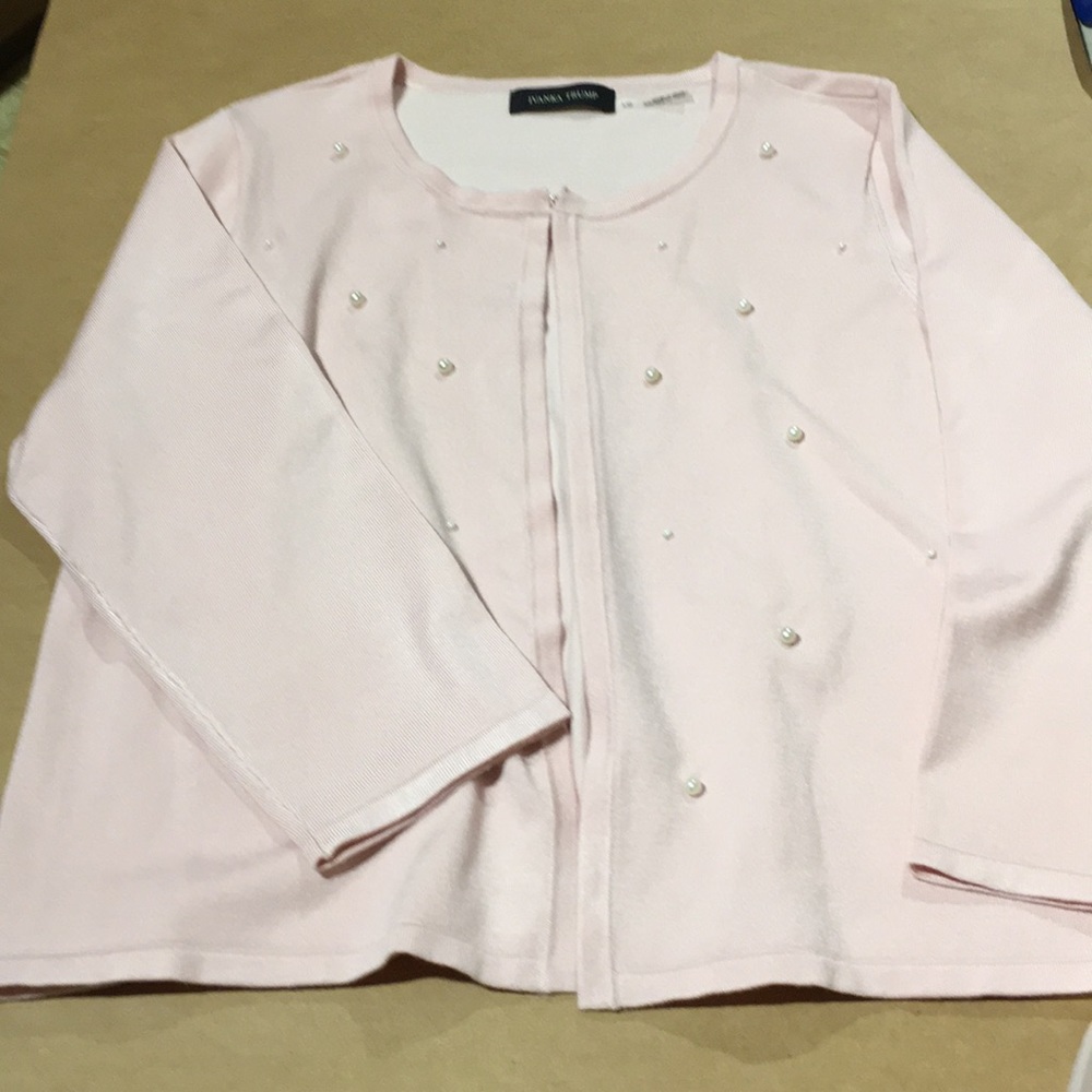 Ivanka Trump Sweater Shell in Pink w/pearls
